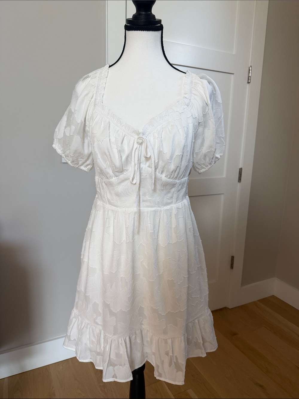 Altar'd State White Eyelet Puff Sleeve Mini Dress | Bridal Shower Graduation